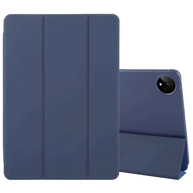 For Huawei MatePad Pro 11 2022/2024 Tri-fold Silicone Leather Tablet Case(Dark Blue)
