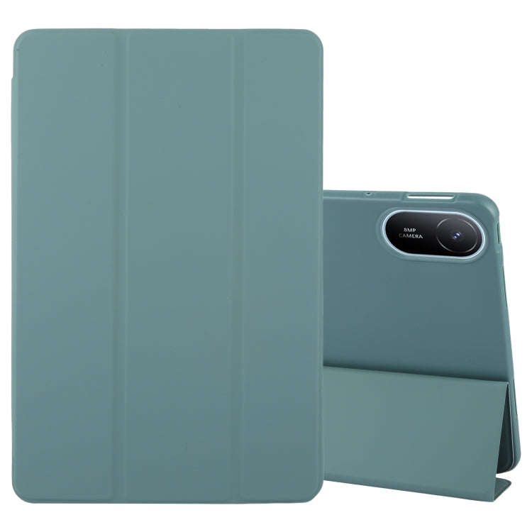 For Huawei MatePad SE 11 2024 Tri-fold Silicone Leather Tablet Case(Dark Green)