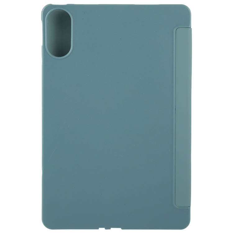 For Huawei MatePad SE 11 2024 Tri-fold Silicone Leather Tablet Case(Dark Green)