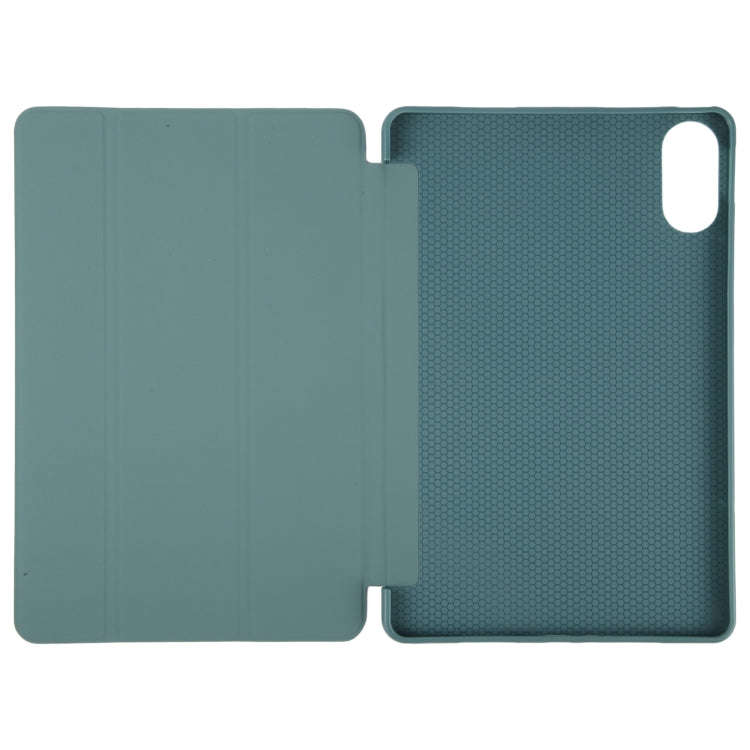 For Huawei MatePad SE 11 2024 Tri-fold Silicone Leather Tablet Case(Dark Green)