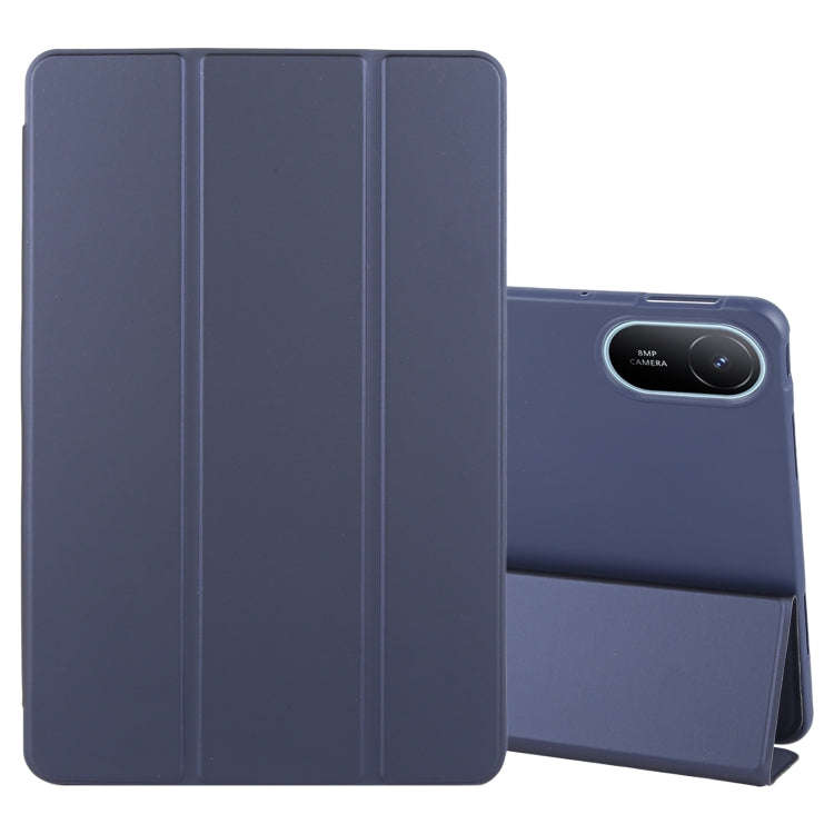 For Huawei MatePad SE 11 2024 Tri-fold Silicone Leather Tablet Case(Dark Blue)