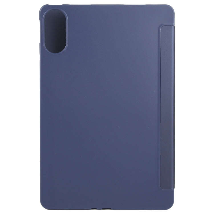 For Huawei MatePad SE 11 2024 Tri-fold Silicone Leather Tablet Case(Dark Blue)