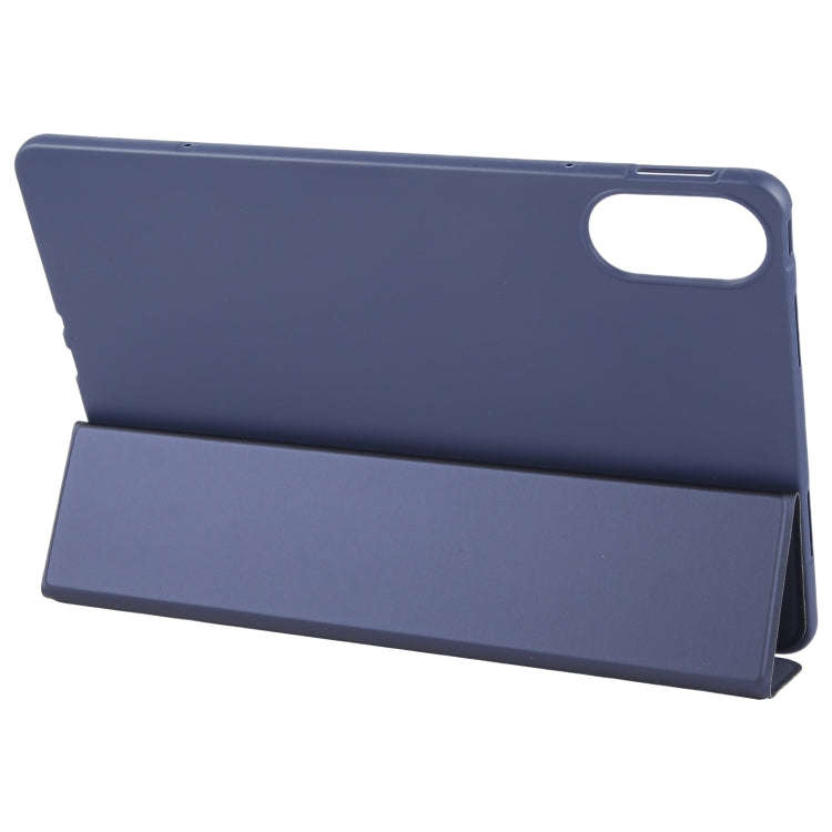 For Huawei MatePad SE 11 2024 Tri-fold Silicone Leather Tablet Case(Dark Blue)