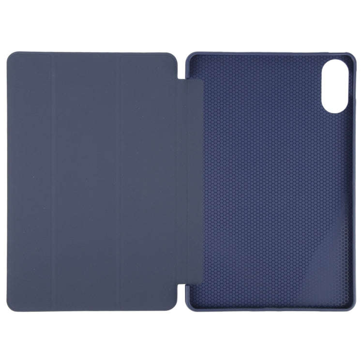 For Huawei MatePad SE 11 2024 Tri-fold Silicone Leather Tablet Case(Dark Blue)