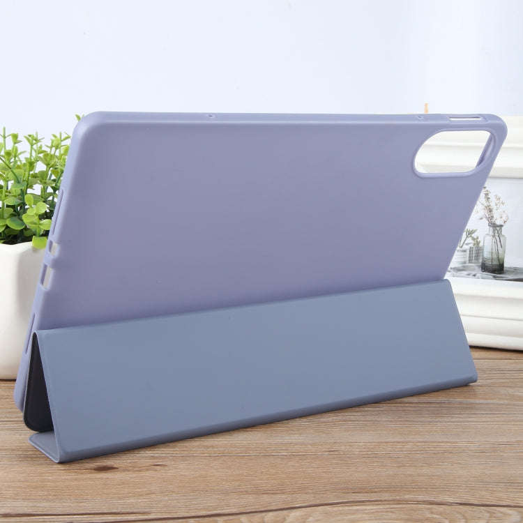 For Huawei MatePad SE 11 2024 Tri-fold Silicone Leather Tablet Case(Lavender)
