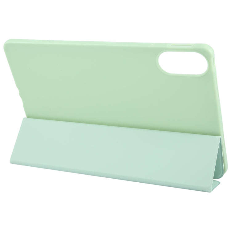 For Huawei MatePad SE 11 2024 Tri-fold Silicone Leather Tablet Case(Green)