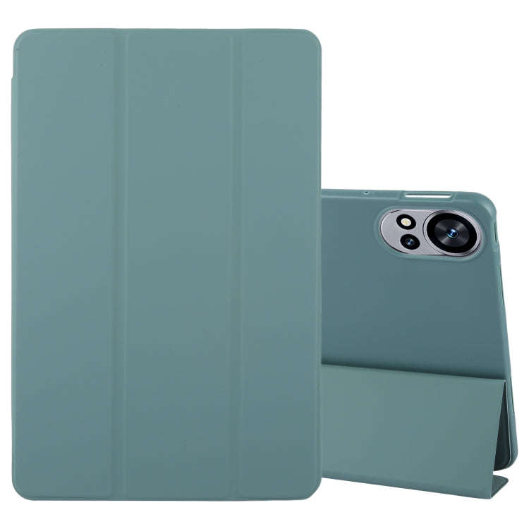 For Huawei Matepad Air 12 Tri-fold Silicone Leather Tablet Case(Dark Green)