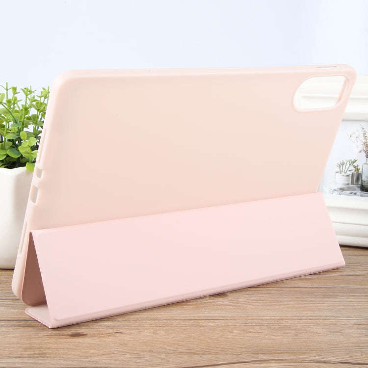 For Huawei Matepad Air 12 Tri-fold Silicone Leather Tablet Case(Pink)