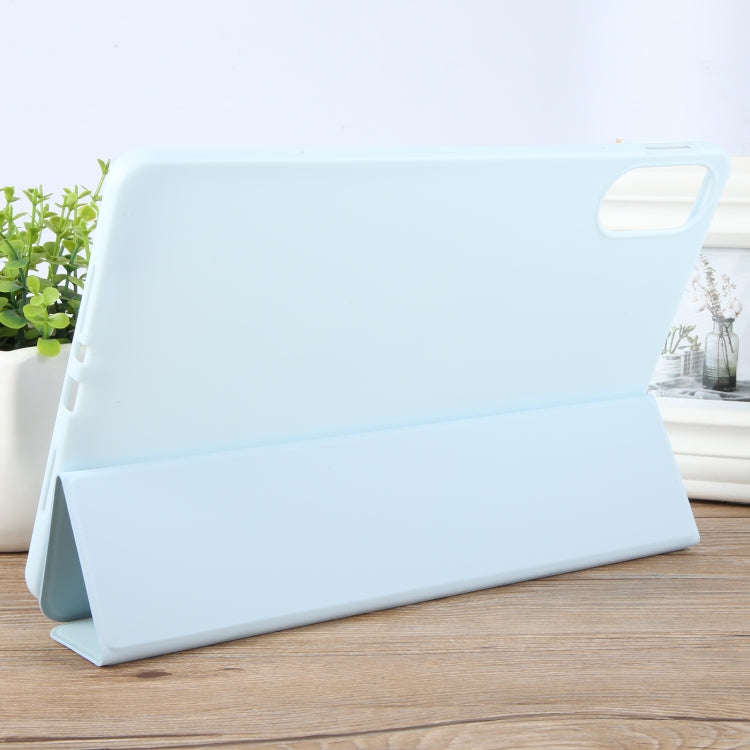 For Huawei Matepad Air 12 Tri-fold Silicone Leather Tablet Case(Ice Blue)