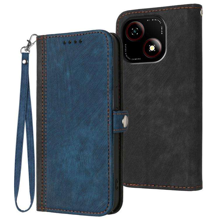 For ZTE Blade A35e 4G Side Buckle Double Fold Hand Strap Leather Phone Case(Royal)