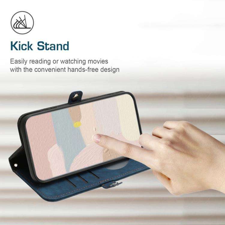 For ZTE Blade A35e 4G Side Buckle Double Fold Hand Strap Leather Phone Case(Royal)