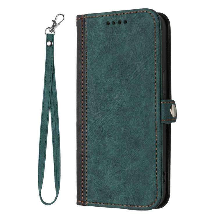 For ZTE Blade A35e 4G Side Buckle Double Fold Hand Strap Leather Phone Case(Dark Green)