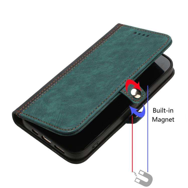 For ZTE Blade A35e 4G Side Buckle Double Fold Hand Strap Leather Phone Case(Dark Green)