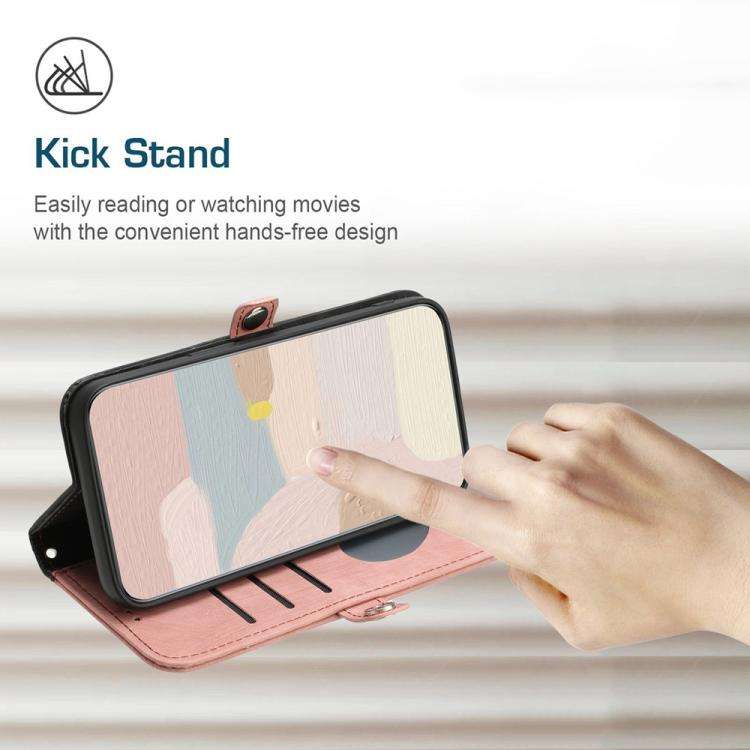 For ZTE Blade A35e 4G Side Buckle Double Fold Hand Strap Leather Phone Case(Pink)