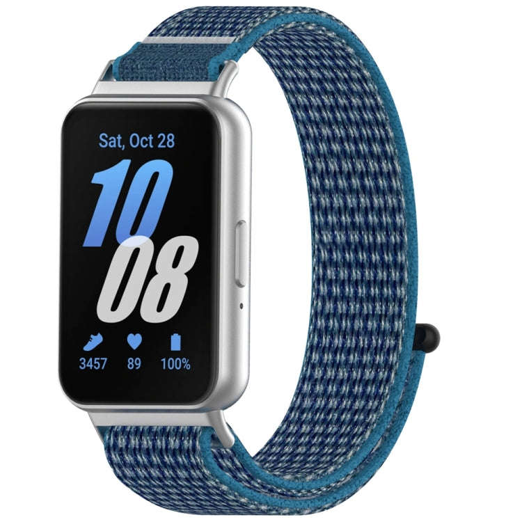 For Samsung Galaxy Fit 3 Nylon Loop Hook and Loop Fastener Watch Band(Ocean Blue)