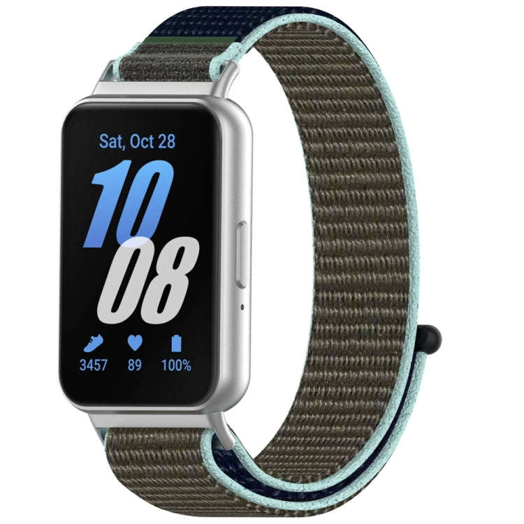 For Samsung Galaxy Fit 3 Nylon Loop Hook and Loop Fastener Watch Band(Grey Blue)