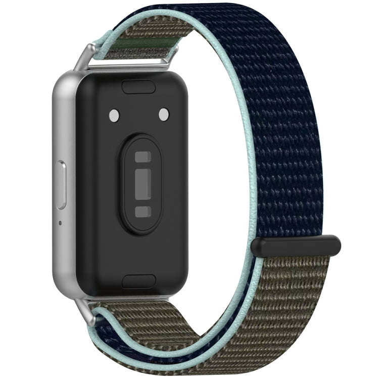 For Samsung Galaxy Fit 3 Nylon Loop Hook and Loop Fastener Watch Band(Grey Blue)