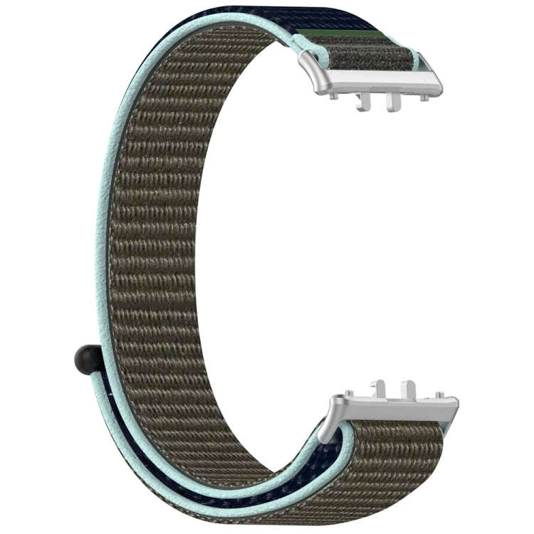 For Samsung Galaxy Fit 3 Nylon Loop Hook and Loop Fastener Watch Band(Grey Blue)