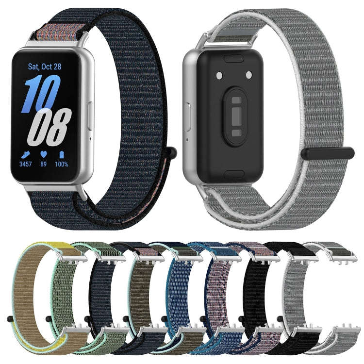 For Samsung Galaxy Fit 3 Nylon Loop Hook and Loop Fastener Watch Band(Black)