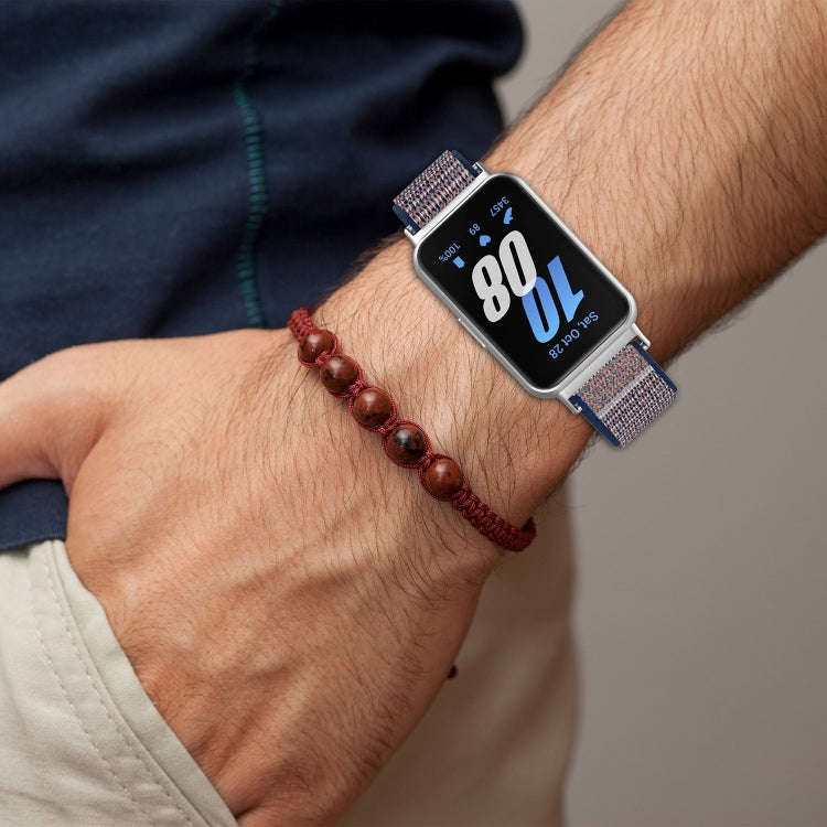 For Samsung Galaxy Fit 3 Nylon Loop Hook and Loop Fastener Watch Band(Black)