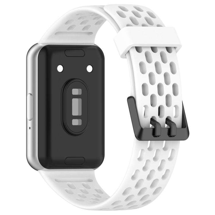 For Samsung Galaxy Fit 3 Hole Style Dual Buckle Silicone Watch Band(White)