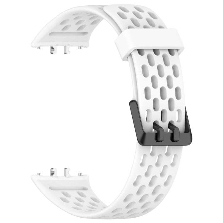 For Samsung Galaxy Fit 3 Hole Style Dual Buckle Silicone Watch Band(White)