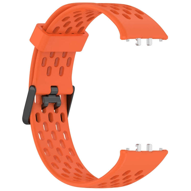 For Samsung Galaxy Fit 3 Hole Style Dual Buckle Silicone Watch Band(Orange)