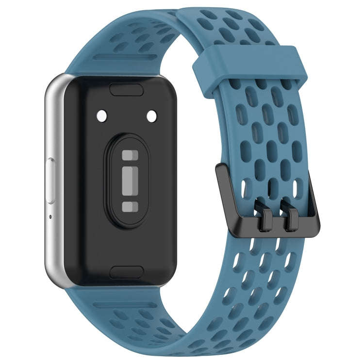 For Samsung Galaxy Fit 3 Hole Style Dual Buckle Silicone Watch Band(Blue)
