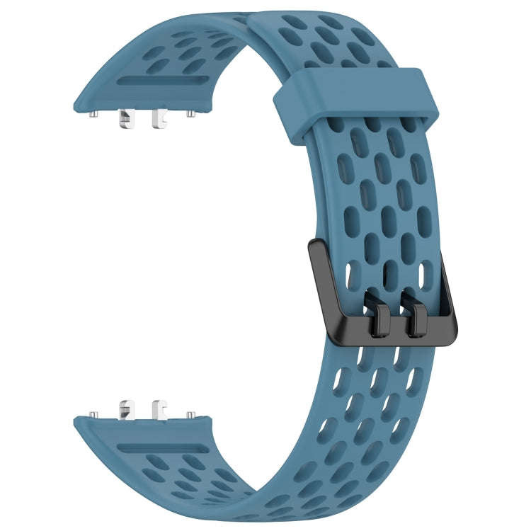 For Samsung Galaxy Fit 3 Hole Style Dual Buckle Silicone Watch Band(Blue)