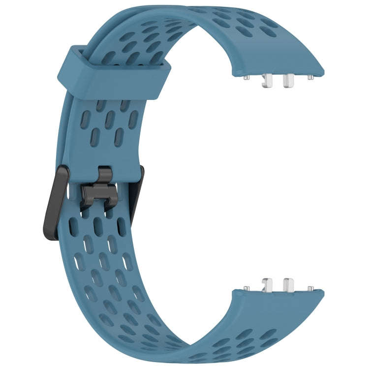 For Samsung Galaxy Fit 3 Hole Style Dual Buckle Silicone Watch Band(Blue)