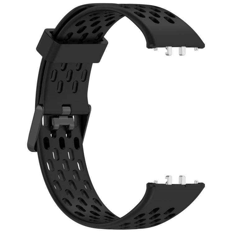 For Samsung Galaxy Fit 3 Hole Style Dual Buckle Silicone Watch Band(Black)