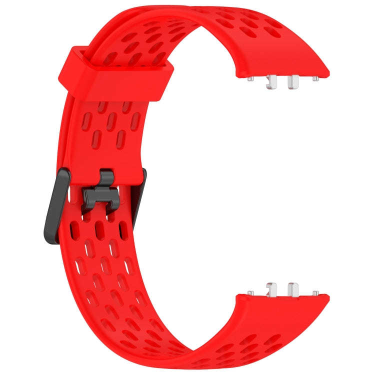 For Samsung Galaxy Fit 3 Hole Style Dual Buckle Silicone Watch Band(Red)