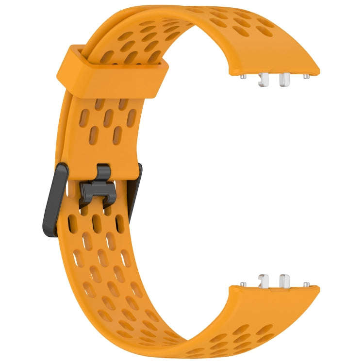 For Samsung Galaxy Fit 3 Hole Style Dual Buckle Silicone Watch Band(Yellow)