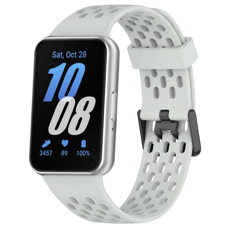 For Samsung Galaxy Fit 3 Hole Style Dual Buckle Silicone Watch Band(Light Grey)