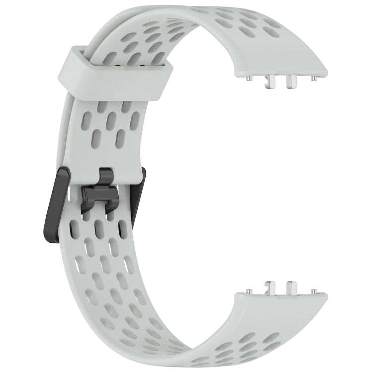 For Samsung Galaxy Fit 3 Hole Style Dual Buckle Silicone Watch Band(Light Grey)