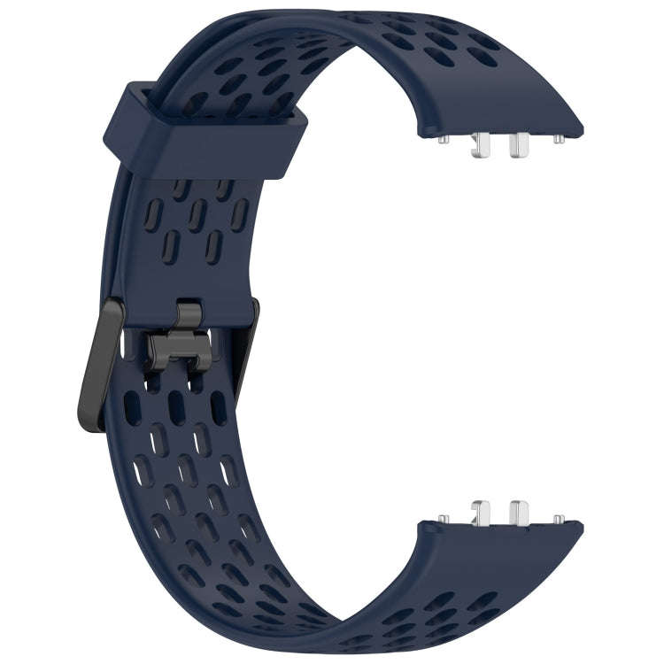 For Samsung Galaxy Fit 3 Hole Style Dual Buckle Silicone Watch Band(Midnight Blue)