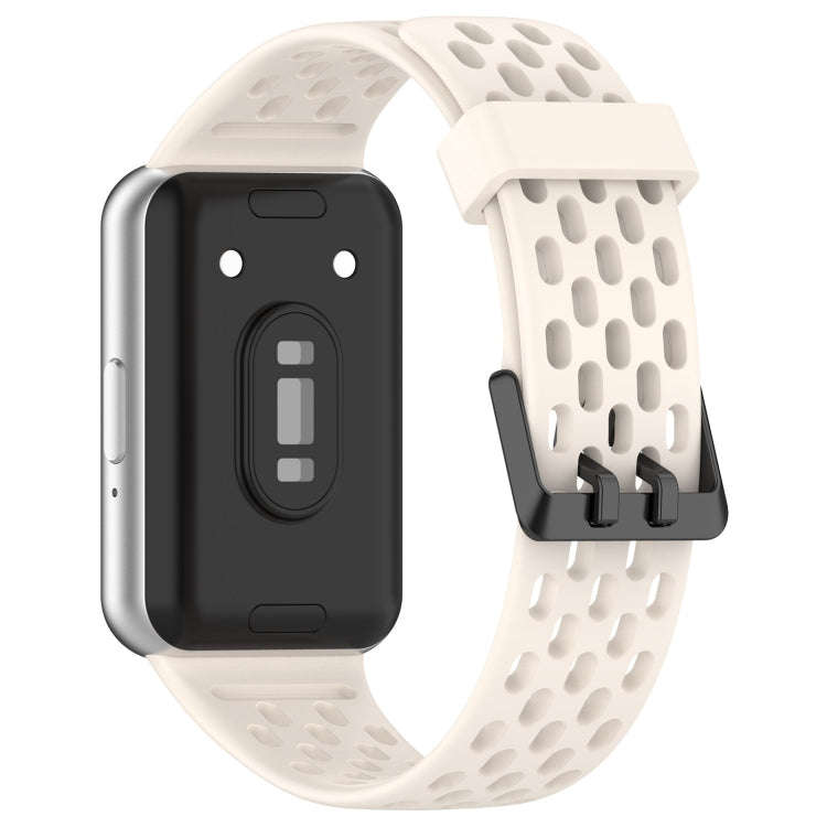 For Samsung Galaxy Fit 3 Hole Style Dual Buckle Silicone Watch Band(Starlight)