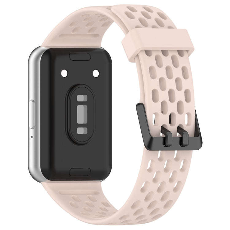 For Samsung Galaxy Fit 3 Hole Style Dual Buckle Silicone Watch Band(Light Pink)