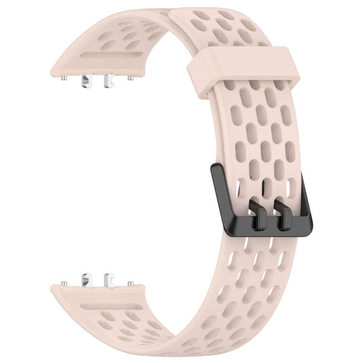 For Samsung Galaxy Fit 3 Hole Style Dual Buckle Silicone Watch Band(Light Pink)