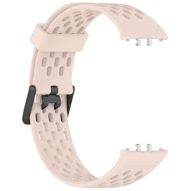 For Samsung Galaxy Fit 3 Hole Style Dual Buckle Silicone Watch Band(Light Pink)