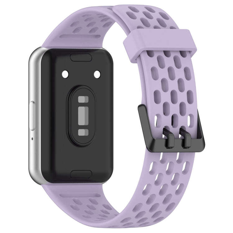 For Samsung Galaxy Fit 3 Hole Style Dual Buckle Silicone Watch Band(Purple)