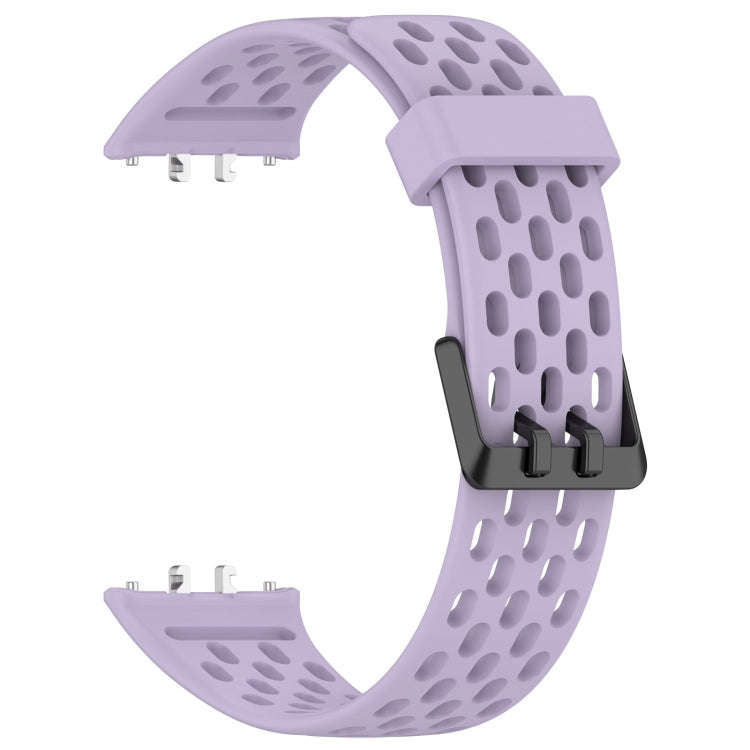 For Samsung Galaxy Fit 3 Hole Style Dual Buckle Silicone Watch Band(Purple)