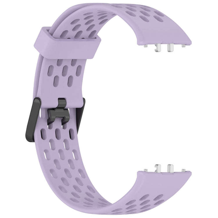 For Samsung Galaxy Fit 3 Hole Style Dual Buckle Silicone Watch Band(Purple)