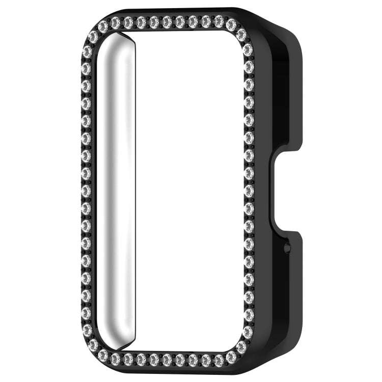 For Samsung Galaxy Fit 3 Diamond Half Pack Hollow PC Watch Protective Case(Black)