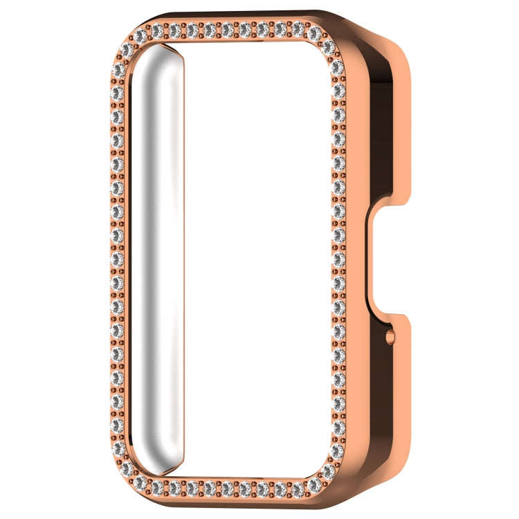 For Samsung Galaxy Fit 3 Diamond Half Pack Hollow PC Watch Protective Case(Rose Gold)