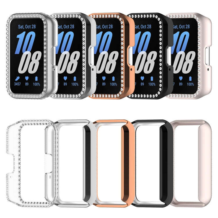 For Samsung Galaxy Fit 3 Diamond Half Pack Hollow PC Watch Protective Case(Starlight)