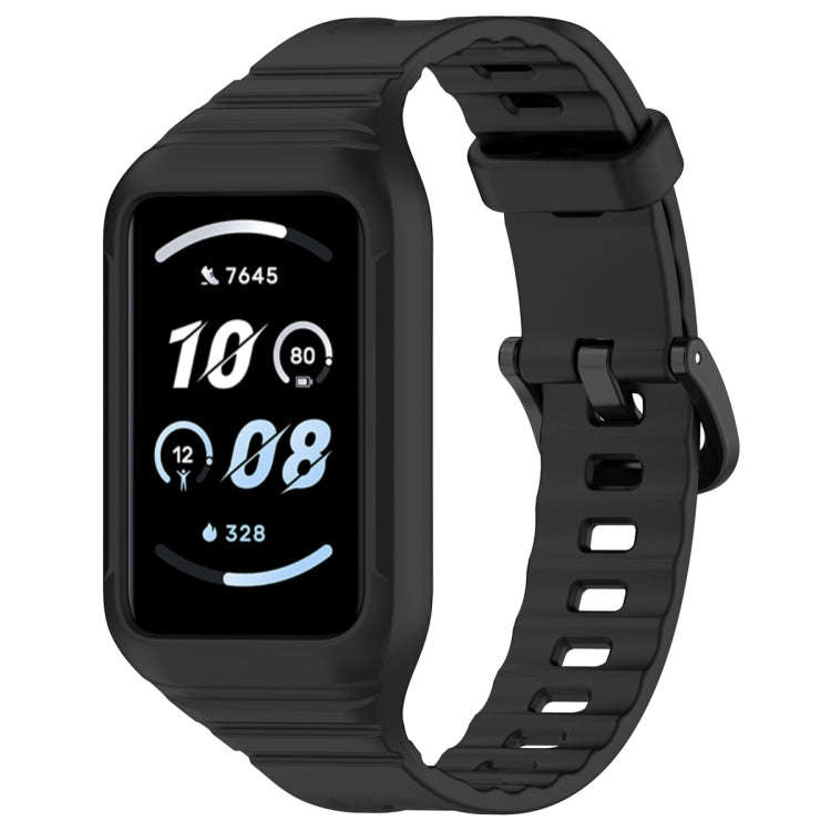 For Honor Band 10 / 9 Armor Integrated Silicone Watch Band(Black)