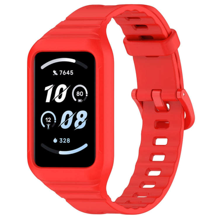 For Honor Band 10 / 9 Armor Integrated Silicone Watch Band(Red)