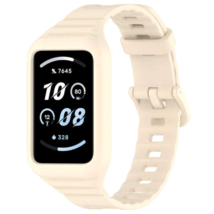For Honor Band 10 / 9 Armor Integrated Silicone Watch Band(Creamy White)