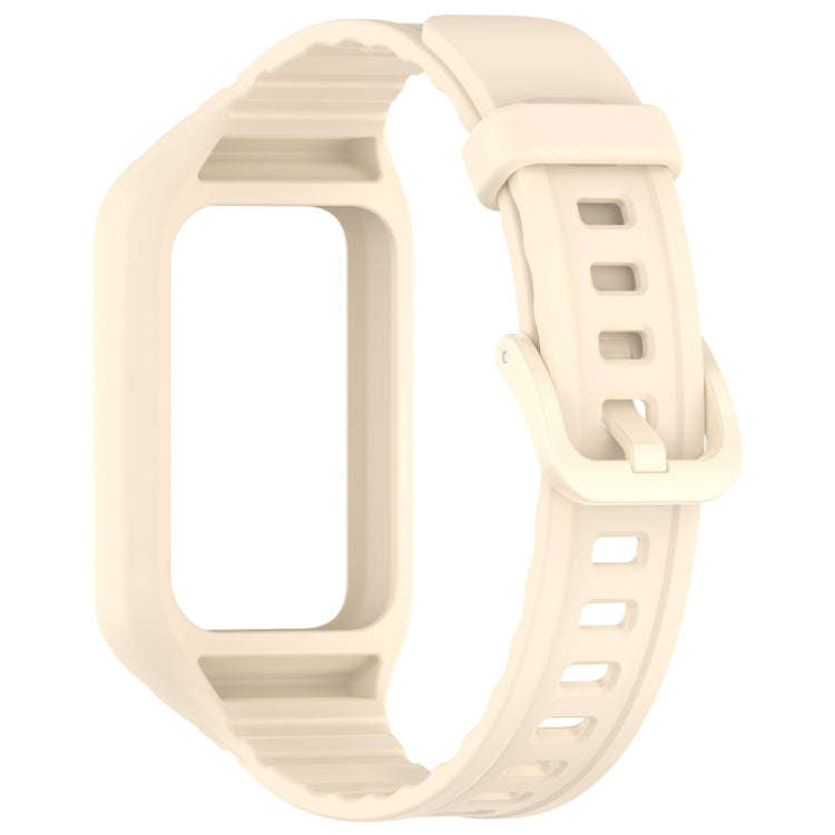 For Honor Band 10 / 9 Armor Integrated Silicone Watch Band(Creamy White)